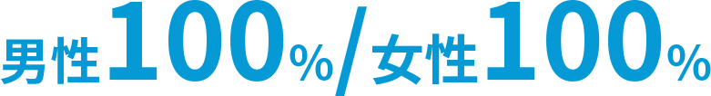 男性100%/女性100%